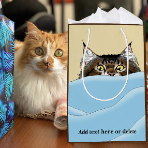 Funny Playful Yellow Tabby Cat Morning Humour Medium Gift Bag