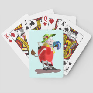 Funny Playing Cards with Modern Cow