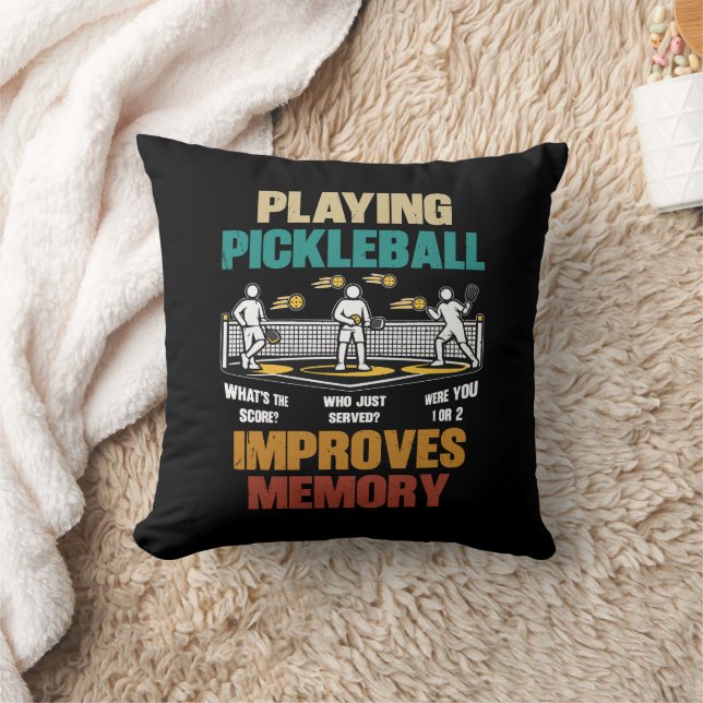 Funny Playing Pickleball Improves Memory Gift Idea Cushion (Blanket)