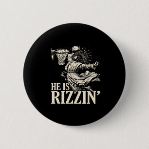 Funny Playing Sketll Easter He Is Rizzin 6 Cm Round Badge