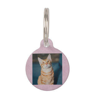 Funny Please Call my Mum and Photo Pink Cat Pet Tag