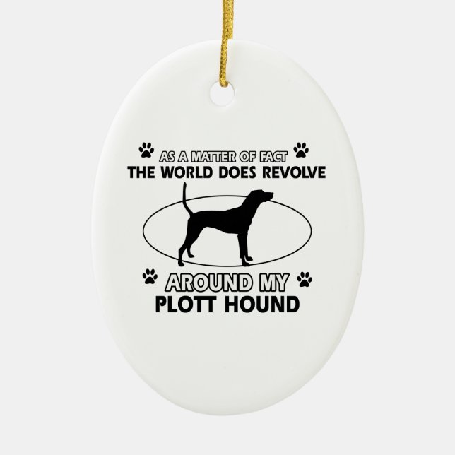 Funny PLOTT HOUND designs Ceramic Tree Decoration (Front)