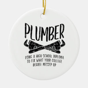 Funny Plumber Ceramic Tree Decoration
