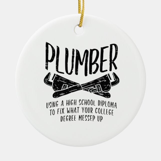 Funny Plumber Ceramic Tree Decoration (Front)