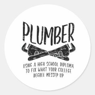 Funny Plumber Classic Round Sticker