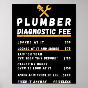 Funny plumber diagnostic fee poster