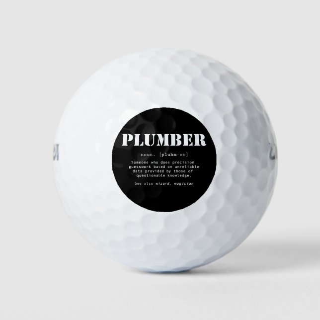 Funny Plumber Dictionary Definition Golf Balls (Front)