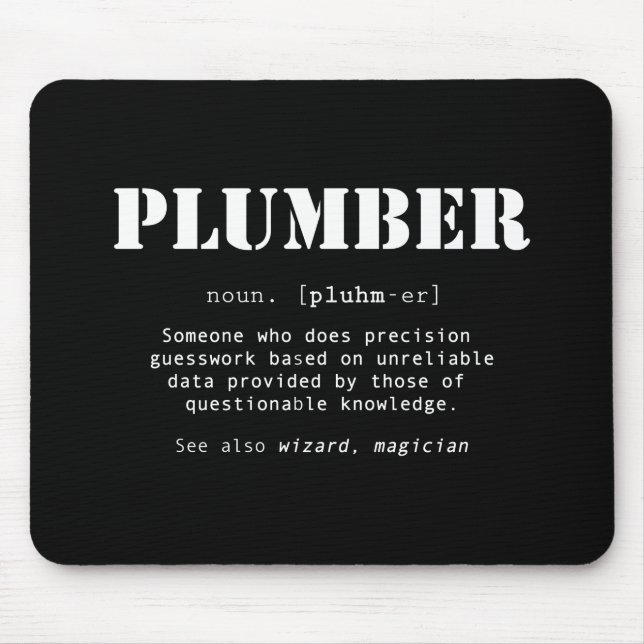 Funny Plumber Dictionary Definition Mouse Mat (Front)