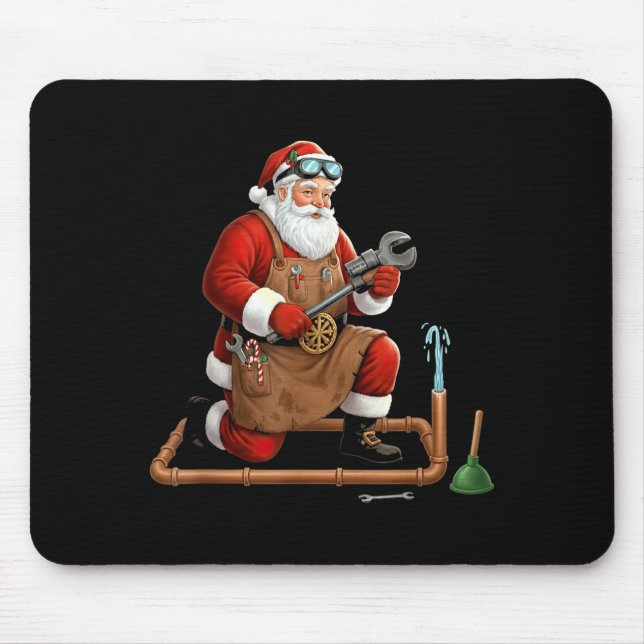 Funny Plumber Santa Christmas Graphic  Mouse Mat (Front)