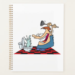 Funny Plumber with Toilet Plunge Humor Planner