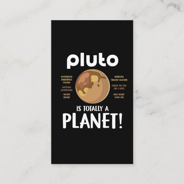Funny Pluto Planet Facts Science Astronomy Humour Business Card (Front)