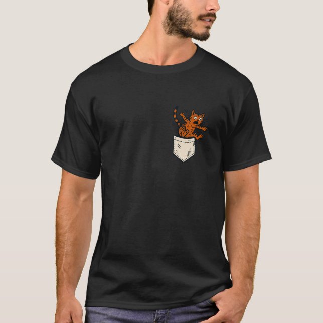 Funny Pocket Cat Kitten T-Shirt (Front)