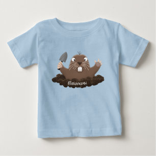 Funny pocket gopher digging cartoon illustration baby T-Shirt
