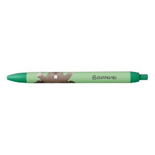 Funny pocket gopher digging cartoon illustration black ink pen