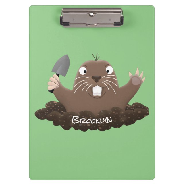 Funny pocket gopher digging cartoon illustration clipboard (Front)
