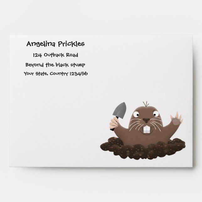 Funny pocket gopher digging cartoon illustration envelope (Front)