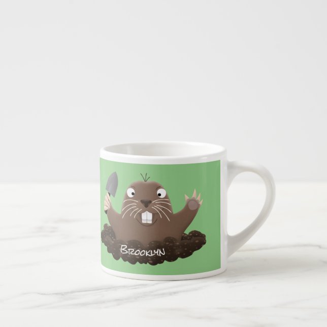 Funny pocket gopher digging cartoon illustration espresso cup (Right)