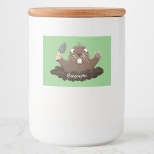 Funny pocket gopher digging cartoon illustration  food label