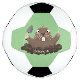 Funny pocket gopher digging cartoon illustration football
