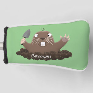 Funny pocket gopher digging cartoon illustration golf head cover