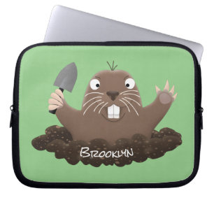 Funny pocket gopher digging cartoon illustration laptop sleeve
