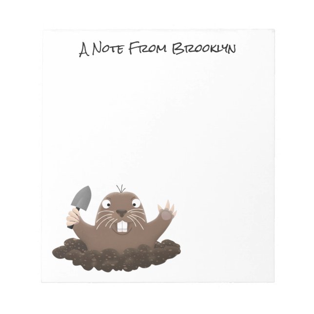 Funny pocket gopher digging cartoon illustration notepad (Front)