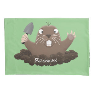 Funny pocket gopher digging cartoon illustration pillowcase