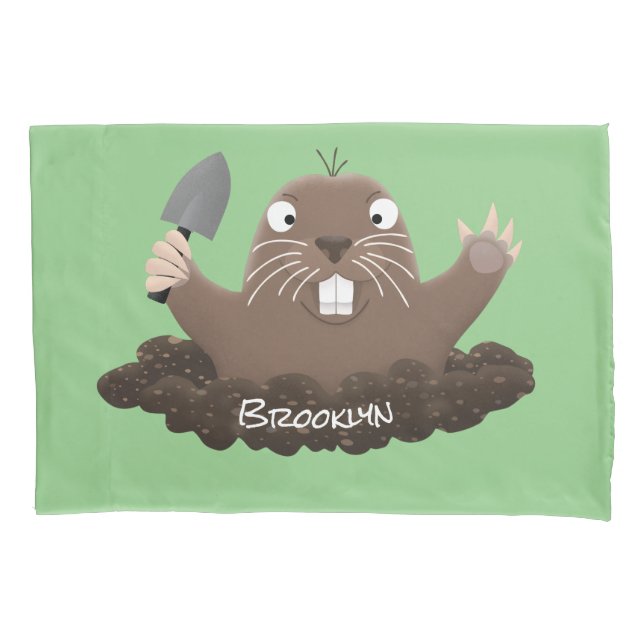 Funny pocket gopher digging cartoon illustration pillowcase (Front)