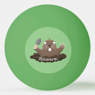 Funny pocket gopher digging cartoon illustration ping pong ball