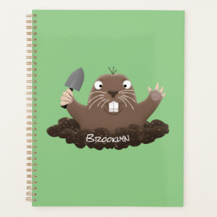 Funny pocket gopher digging cartoon illustration planner