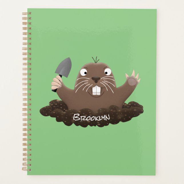 Funny pocket gopher digging cartoon illustration planner (Front)