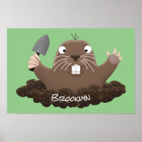 Funny pocket gopher digging cartoon illustration