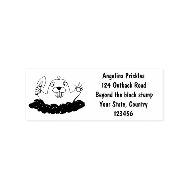 Funny pocket gopher digging cartoon illustration rubber stamp (Imprint)