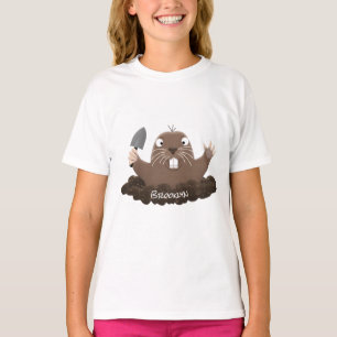 Funny pocket gopher digging cartoon illustration T-Shirt