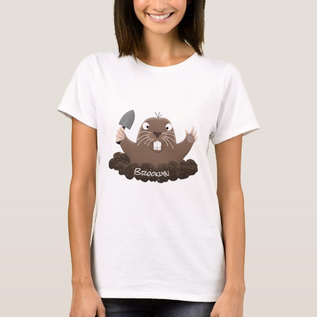 Funny pocket gopher digging cartoon illustration  T-Shirt (Front)