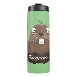 Funny pocket gopher digging cartoon illustration thermal tumbler
