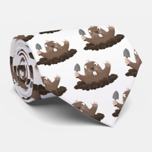 Funny pocket gopher digging cartoon illustration tie