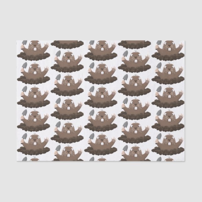 Funny pocket gopher digging cartoon illustration  tissue paper (Front)