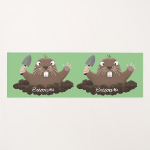 Funny pocket gopher digging cartoon illustration  yoga mat