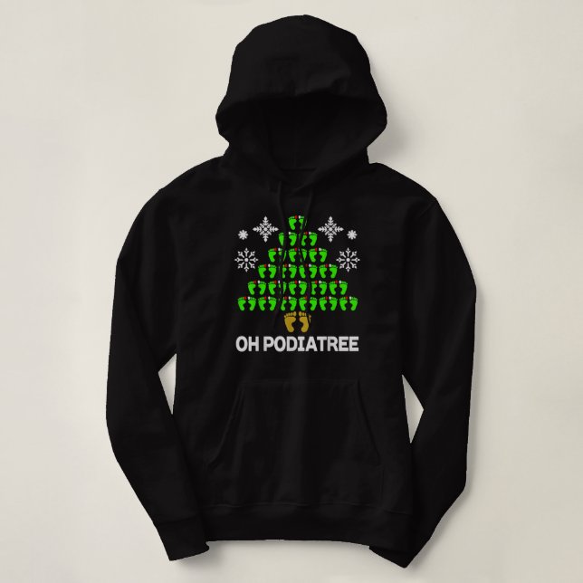 Funny Podiatry Christmas Tree Foot Podiatrist Idea Hoodie (Design Front)