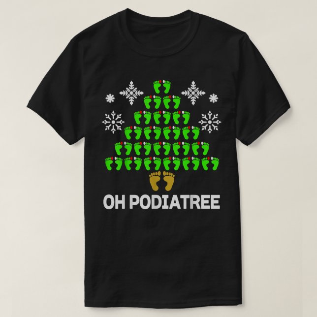 Funny Podiatry Christmas Tree Foot Podiatrist Idea T-Shirt (Design Front)