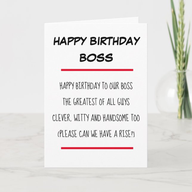 Funny Poem Boss Happy Birthday Card (Front)