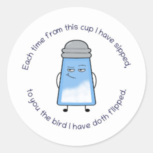 Funny Poem Salty Couplet Mug “Bird Flip” Classic Round Sticker