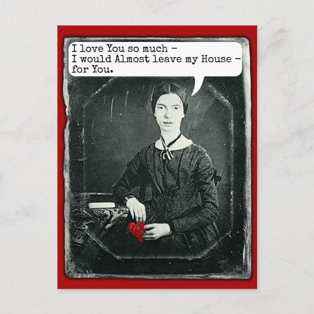 Funny Poet Emily Dickinson Valentine's Day Holiday Postcard (Front)