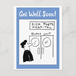 Funny Poet Hospital Cartoon Postcard