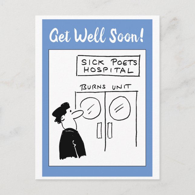 Funny Poet Hospital Cartoon Postcard (Front)