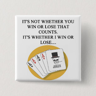 funny poker bridge card player design 15 cm square badge