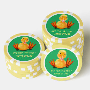 Funny Poker Chips Happy Playful Duck - Smile