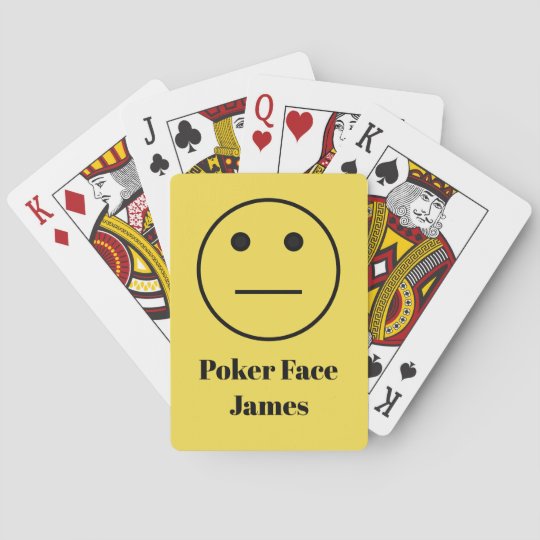 Funny Poker Face Emoji On Yellow Add Your Name Playing Cards Zazzle Co Uk