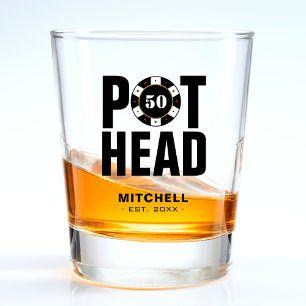 Funny Poker Humour Pot Head Shot Glass
